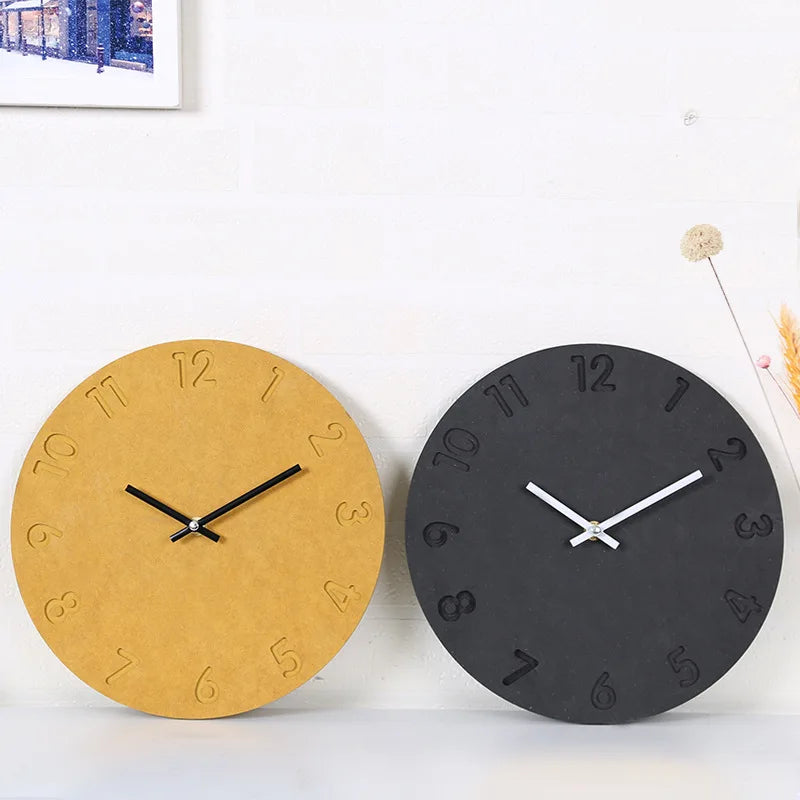 Wall clock digital wooden design modern interior decoration silent - view 3