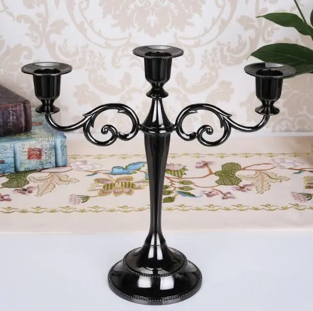 Retro three-arm metal candle holder for elegant decoration - 3 Arms Black