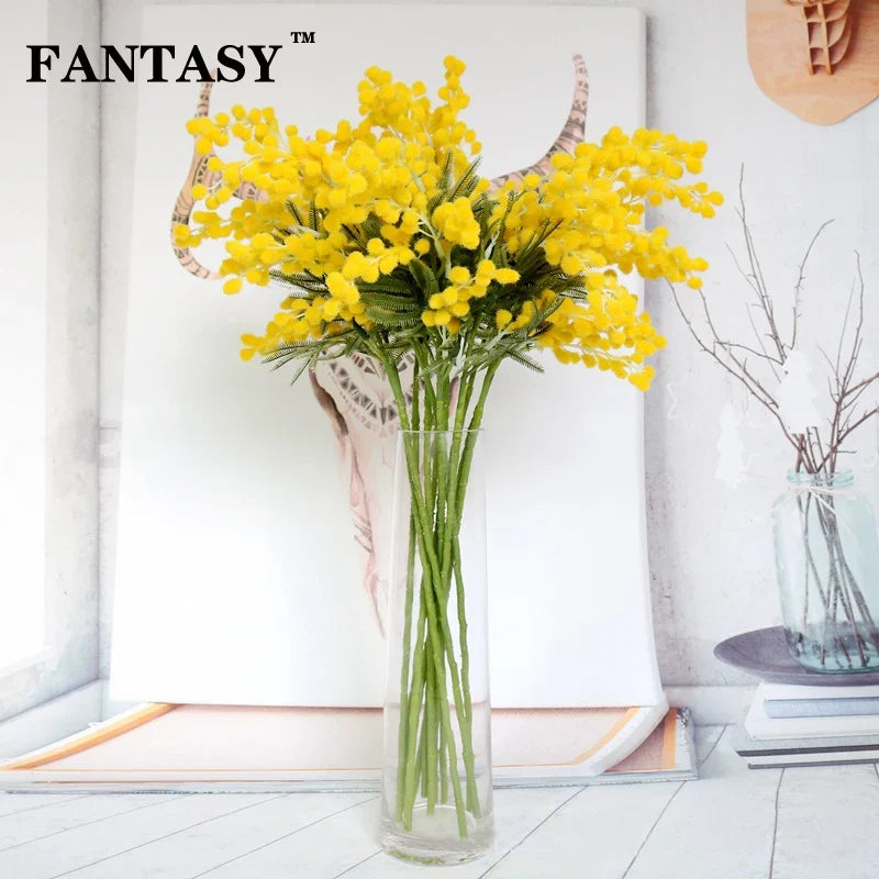 Branch of acacia artificial flowers for interior decoration wedding