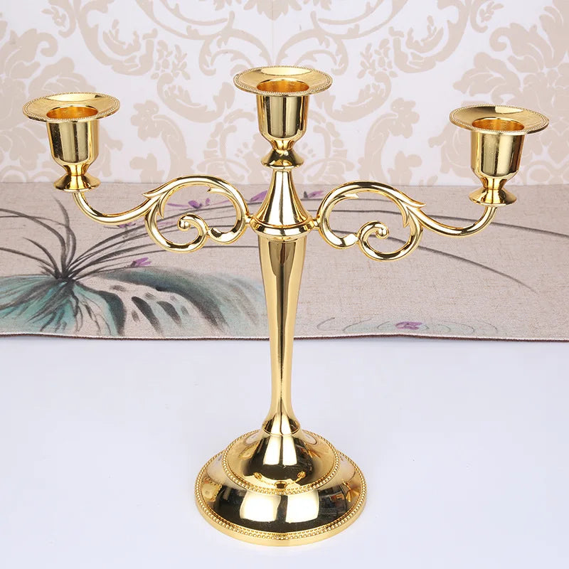 Retro three-arm metal candle holder for elegant decoration - view 3