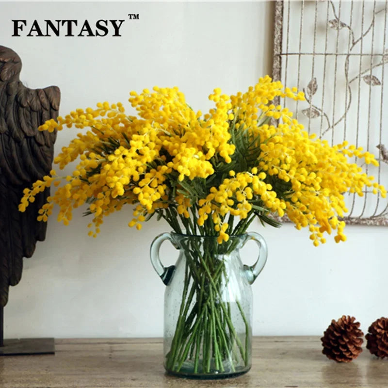 Set of 5 artificial flowers mimosa decoration wedding and garland