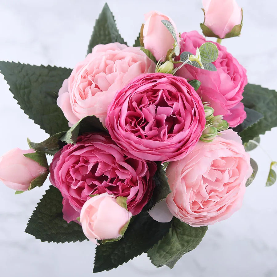 Bouquet of artificial flowers of silk peonies for interior decoration - view 4