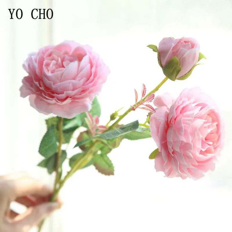 Bouquet of artificial pink flowers for wedding decoration
