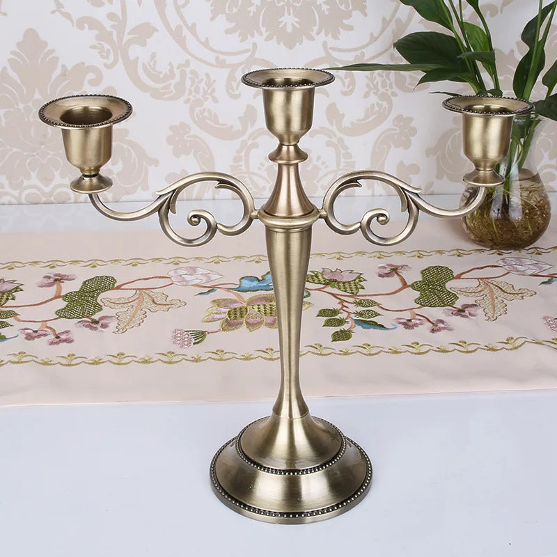 Retro three-arm metal candle holder for elegant decoration - view 2