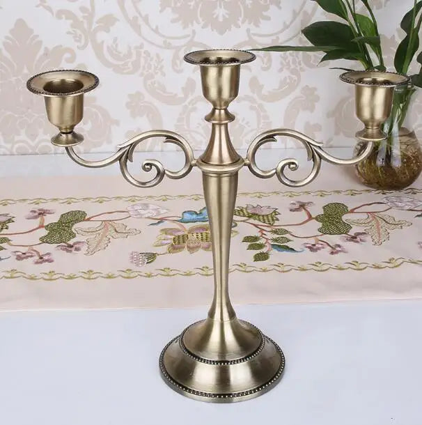 Retro three-arm metal candle holder for elegant decoration - 3-Arm Bronze