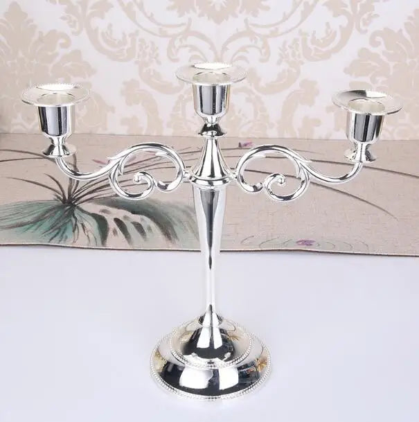 Retro three-arm metal candle holder for elegant decoration - 3 Silver Arms