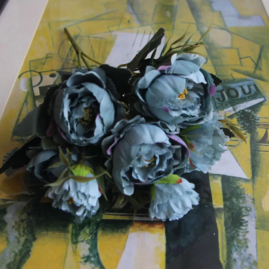 Chic silk shabbaby bouquet for wedding and interior decoration - Blue