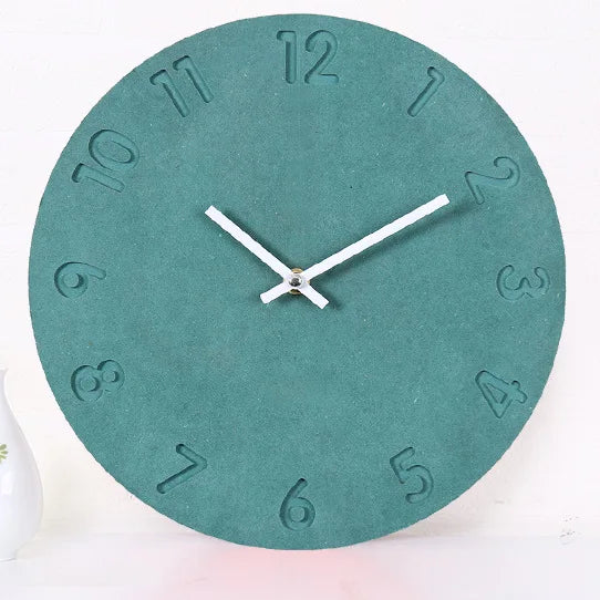 Wall clock digital wooden design modern interior decoration silent - Green