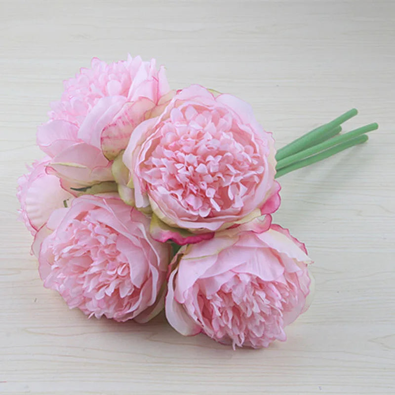 5 artificial peonies for wedding and interior decoration - Dark Pink