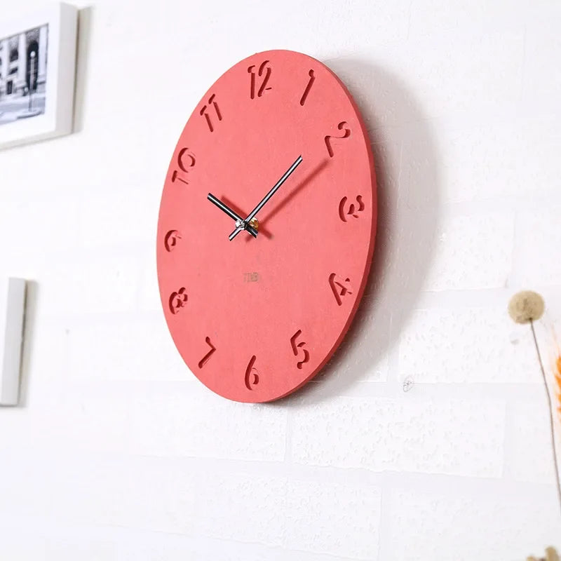 Wall clock digital wooden design modern interior decoration silent - view 5