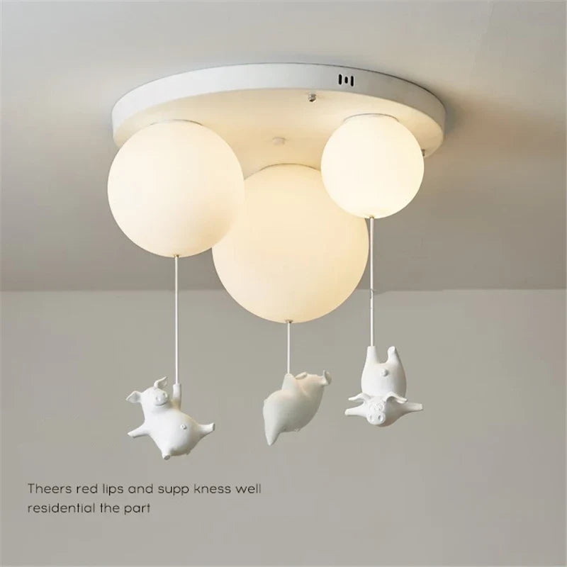Led ceiling lamp flying pig for decoration children