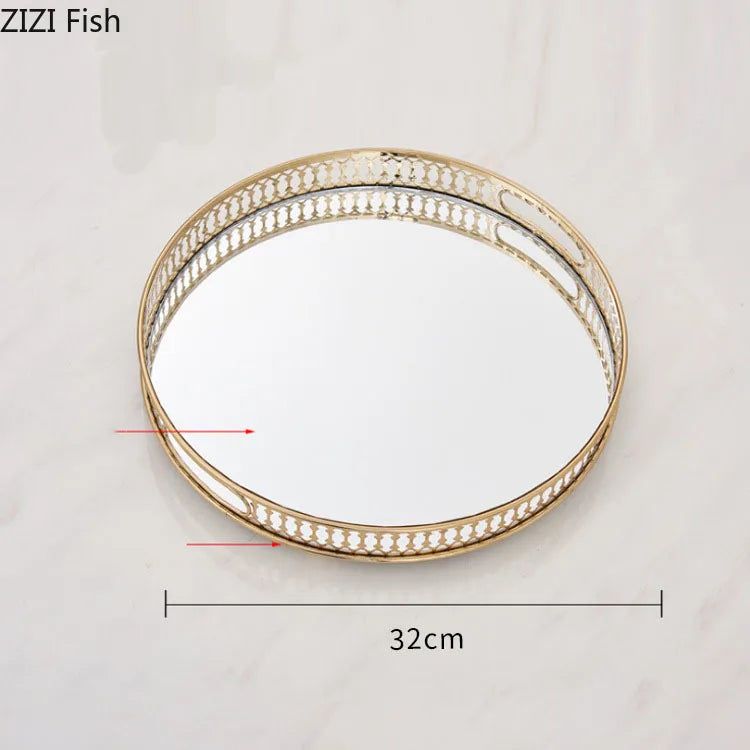 Vintage glass mirror decorative trays for storage and presentation - view 5