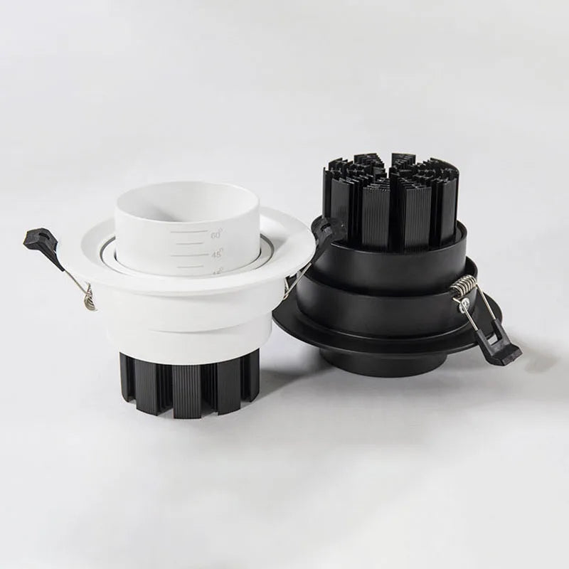 Zoomable beam led-mounted spotlights for interior lighting
