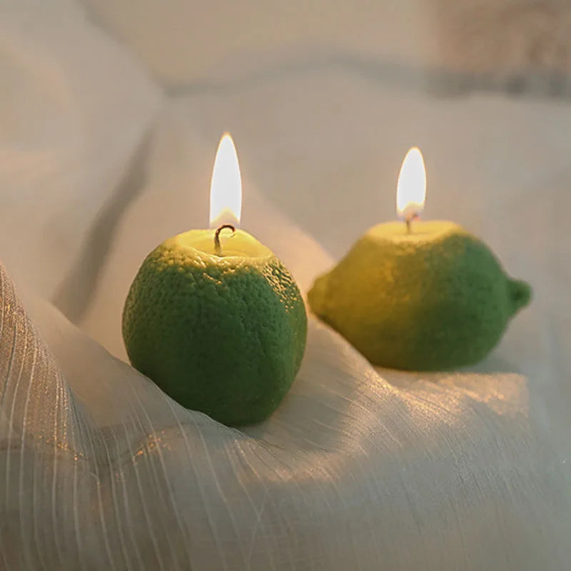 Candle fragrant lemon artisan for photo decoration and parties
