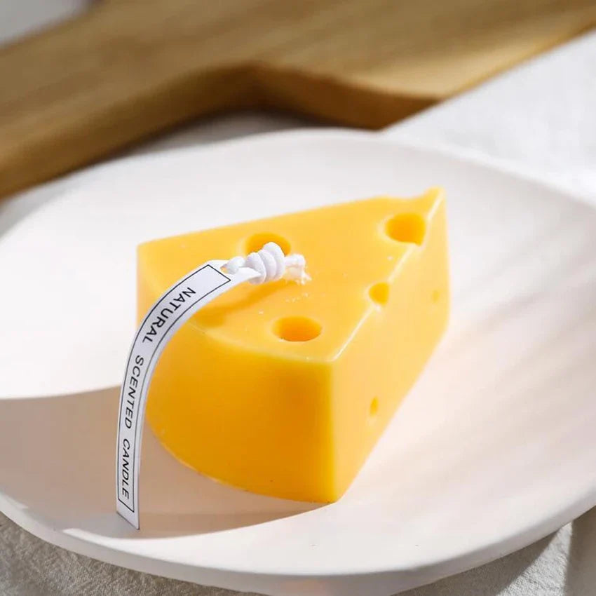 1Pc Soy Wax Candles Creative Orange Lemon Cheese Scented Candle, Home Dinner Decoration Aromatherapy Candle, Photo Props - Cheese