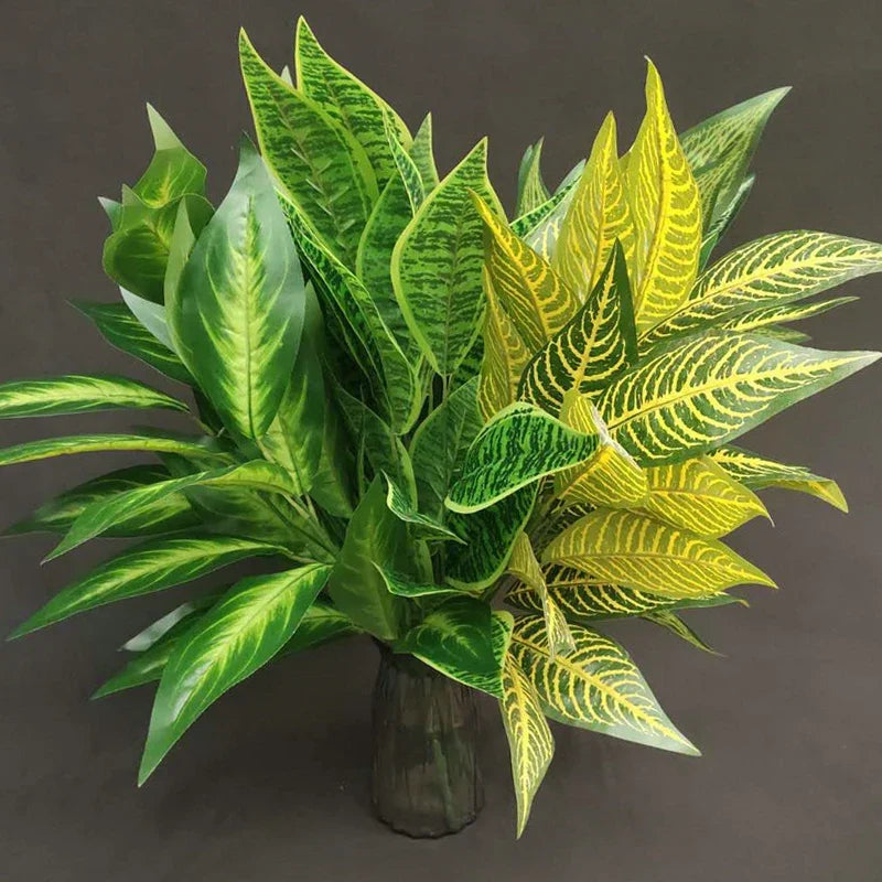 Plastic artificial tropical decorative palm branches