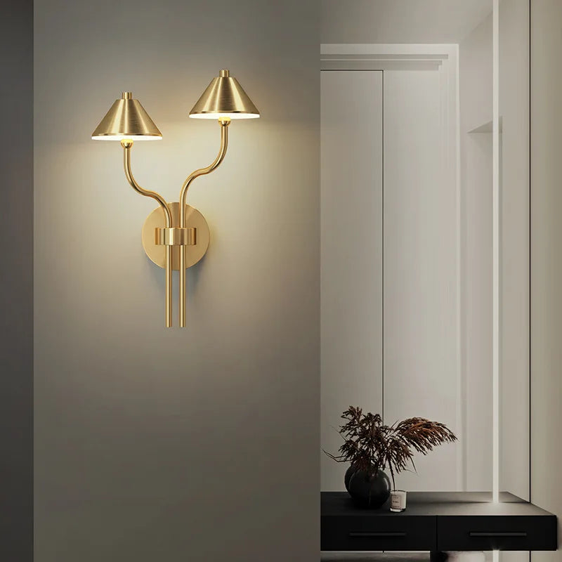 Wall-to-LED wall-mounted mushroom-shaped modern copper