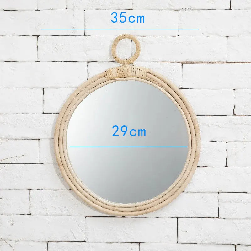 Sophisticated Japanese Hand-Woven Rattan Mirror - B