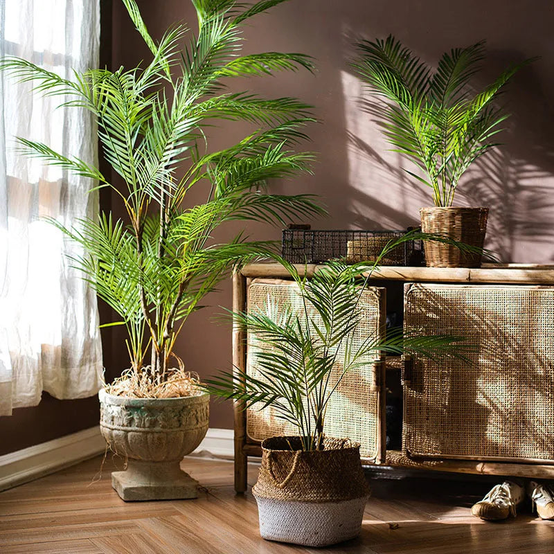 Artificial palm with large leaves for interior and exterior decoration