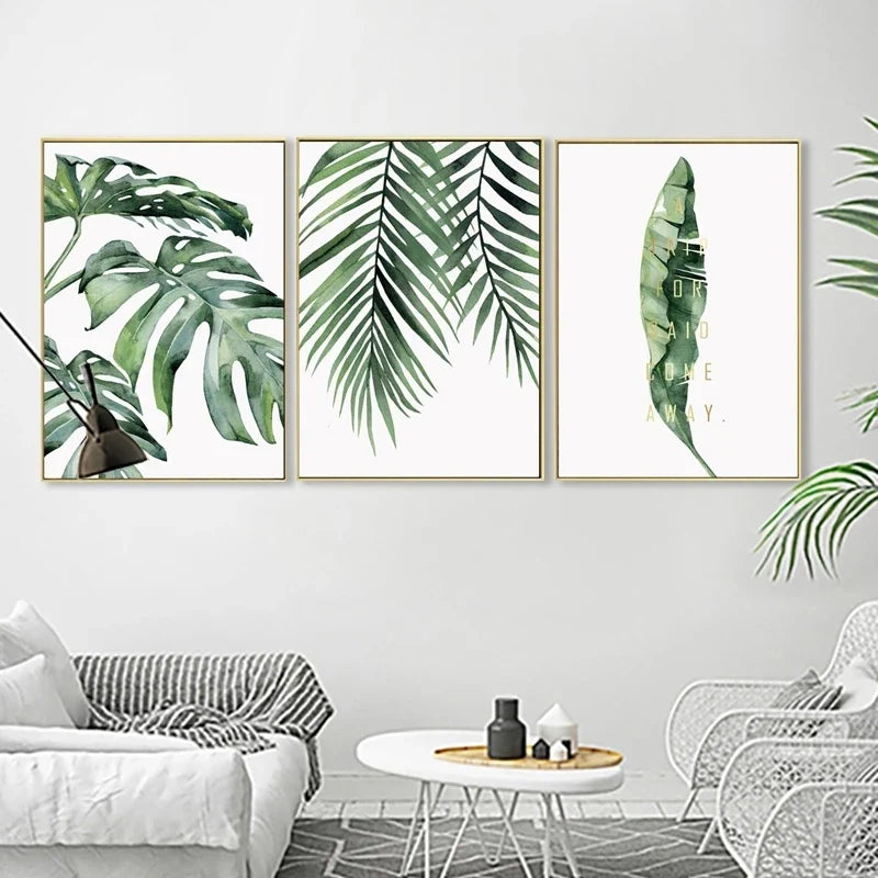 Tropical Nordic Plant Modern Canvas Wall Art, Design G - view 5