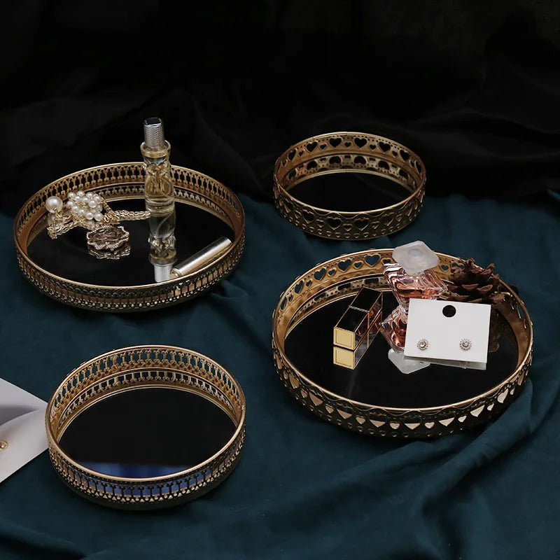 Luxury iron and mirror jewelry storage tray - view 2
