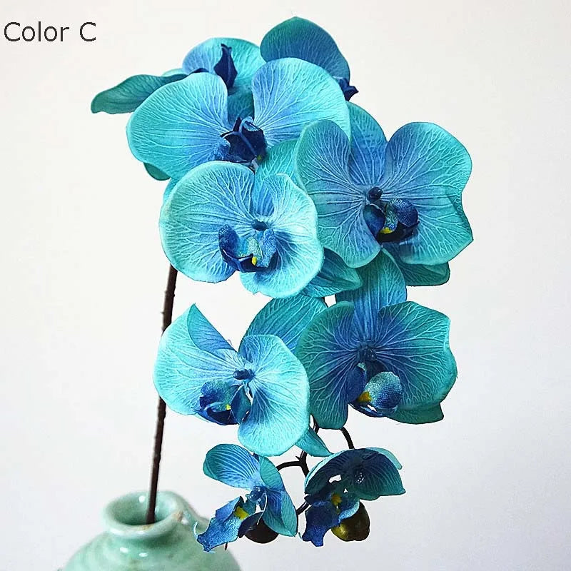 10 retro artificial orchid heads for elegant decorations - C