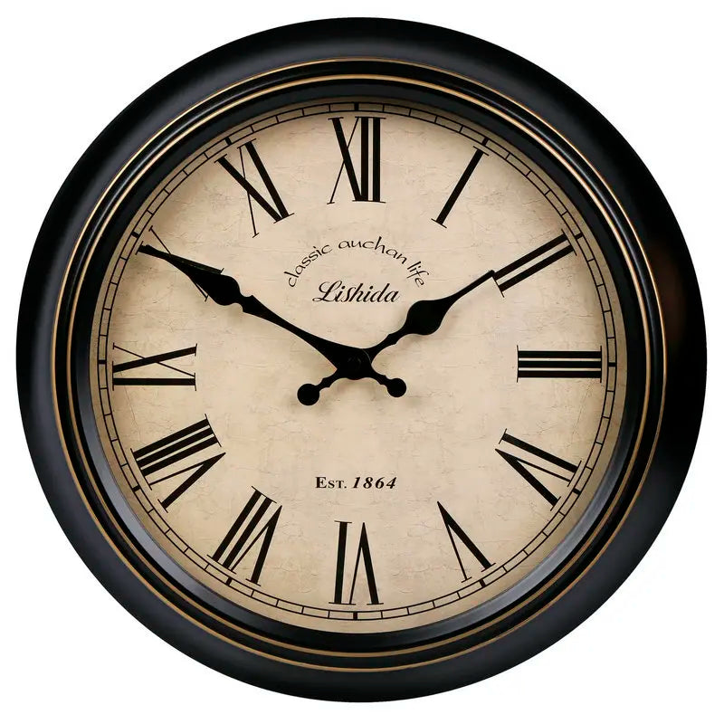 Silent retro style shabbaby wall clock chic interior decoration - Style 4 / 14 pouces