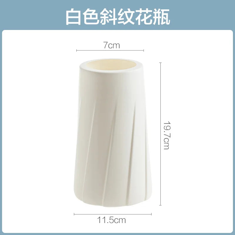 Nordic Style Plastic Vase Ornaments, Flower Arrangement, Home Living Room Decoration, Dried Flower Creative Art, Desktop decor - 3524 white