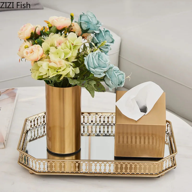 Vintage glass mirror decorative trays for storage and presentation - view 3
