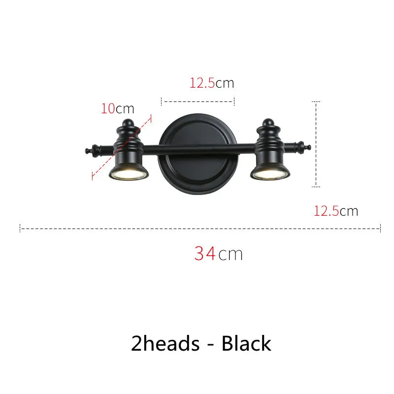 American Bronze Mirror Front Light , Bathroom Wall Lamps Mirror Light ,Powder Room Mirror Wall Lights Lighting LED Makeup Mirror - 2 Heads Black B / Light Warm
