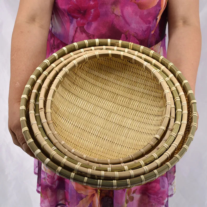 Natural Eco-Friendly Handmade Bamboo Basket, Rattan Storage Basket, Fruit, Vegetables, Bread, Home Organizer - view 5
