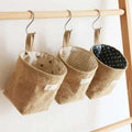 Storage basket in jute cotton and linen with handle