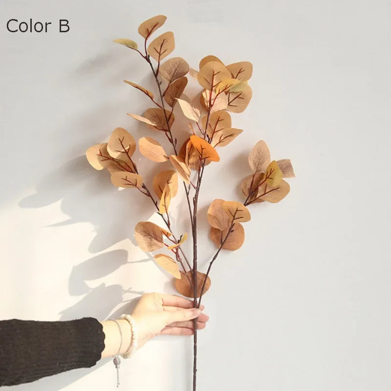 Eucalyptus tree branch round leaves retro decoration in fake foliage - view 3