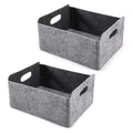 HOT-2Pcs Felt Storage Basket/Bin with Handles, Collapsible & Convenient Storage Solution - Light Grey