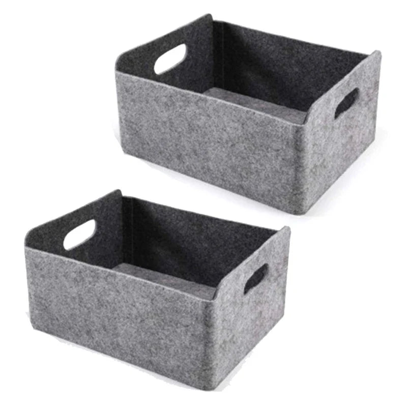 HOT-2Pcs Felt Storage Basket/Bin with Handles, Collapsible & Convenient Storage Solution - Light Grey