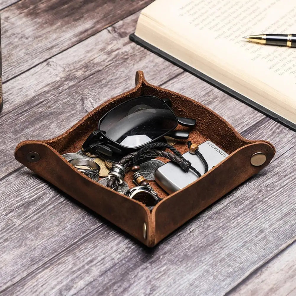 Leather storage tray for daily organization - view 2