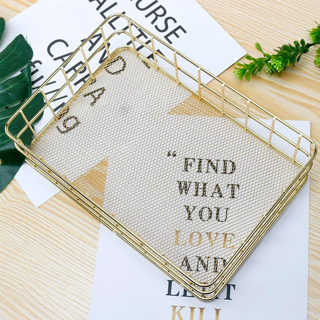Gold iron storage basket for office and supplies - view 7