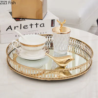 Vintage glass mirror decorative trays for storage and presentation