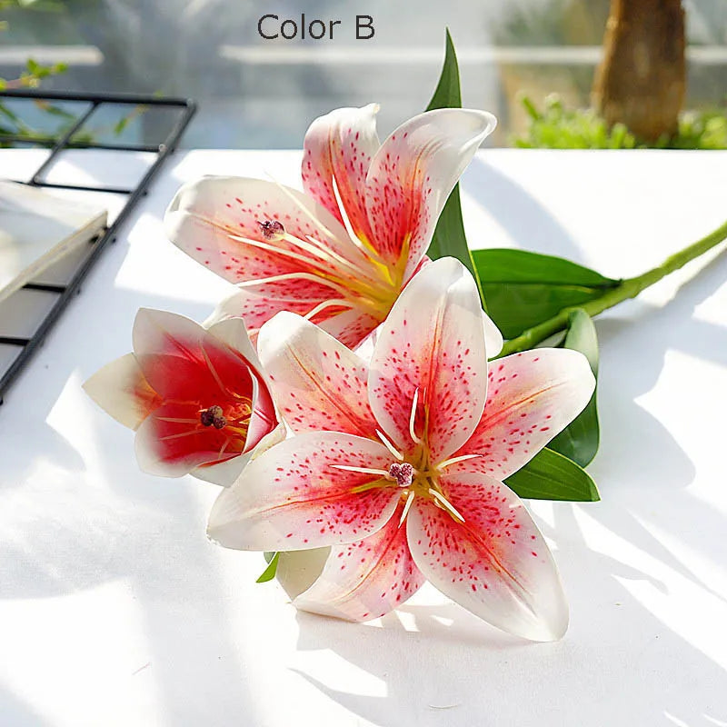Artificial flower lys silk decoration accessories wedding photography handicrafts - view 2