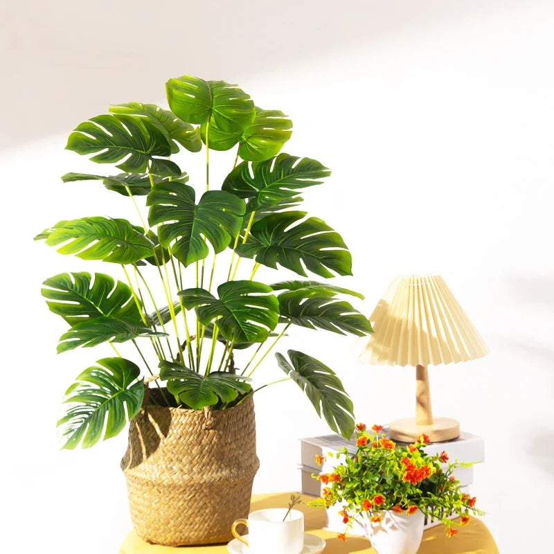 Artificial tropical tree with large leaves of decorative monstera - view 2