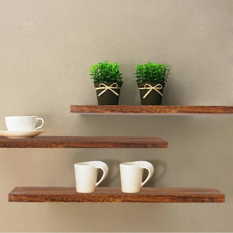 Wooden plant shelves decorative wall shelves for storage