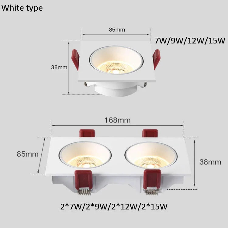 Variable intensity built-in led spotlights for indoors - White Light 4000K / White Type / 15 W