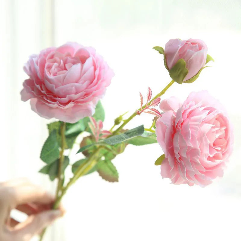 Artificial silk rose heads for wedding decoration and party