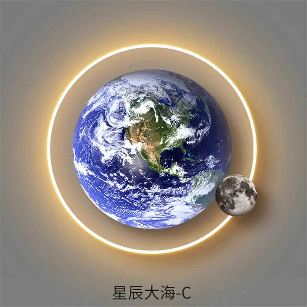 Decorative remote controlled led wall sconce for modern interior - C / Diameter 40cm