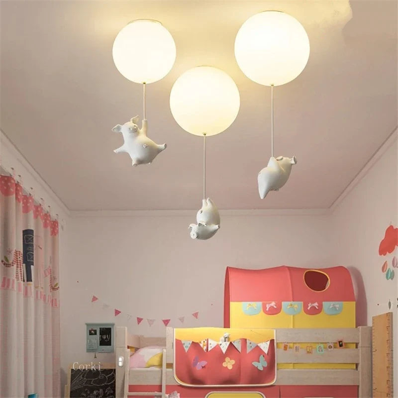 Led ceiling lamp flying pig for decoration children - view 2