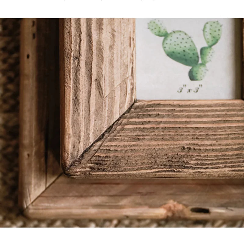 Rustic Retro Style Photo Frame For Tabletop Home Decoration, Handmade with Natural Brown Pine Wooden Picture Frame - view 5