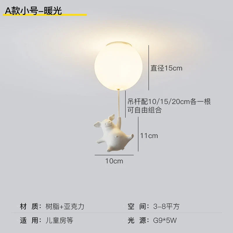 Led ceiling lamp flying pig for decoration children - Small Style A
