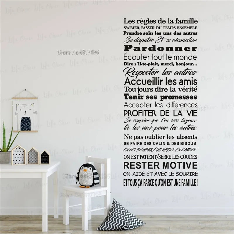 Vinyl wall sticker with quotation rules of the family interior decoration - view 2