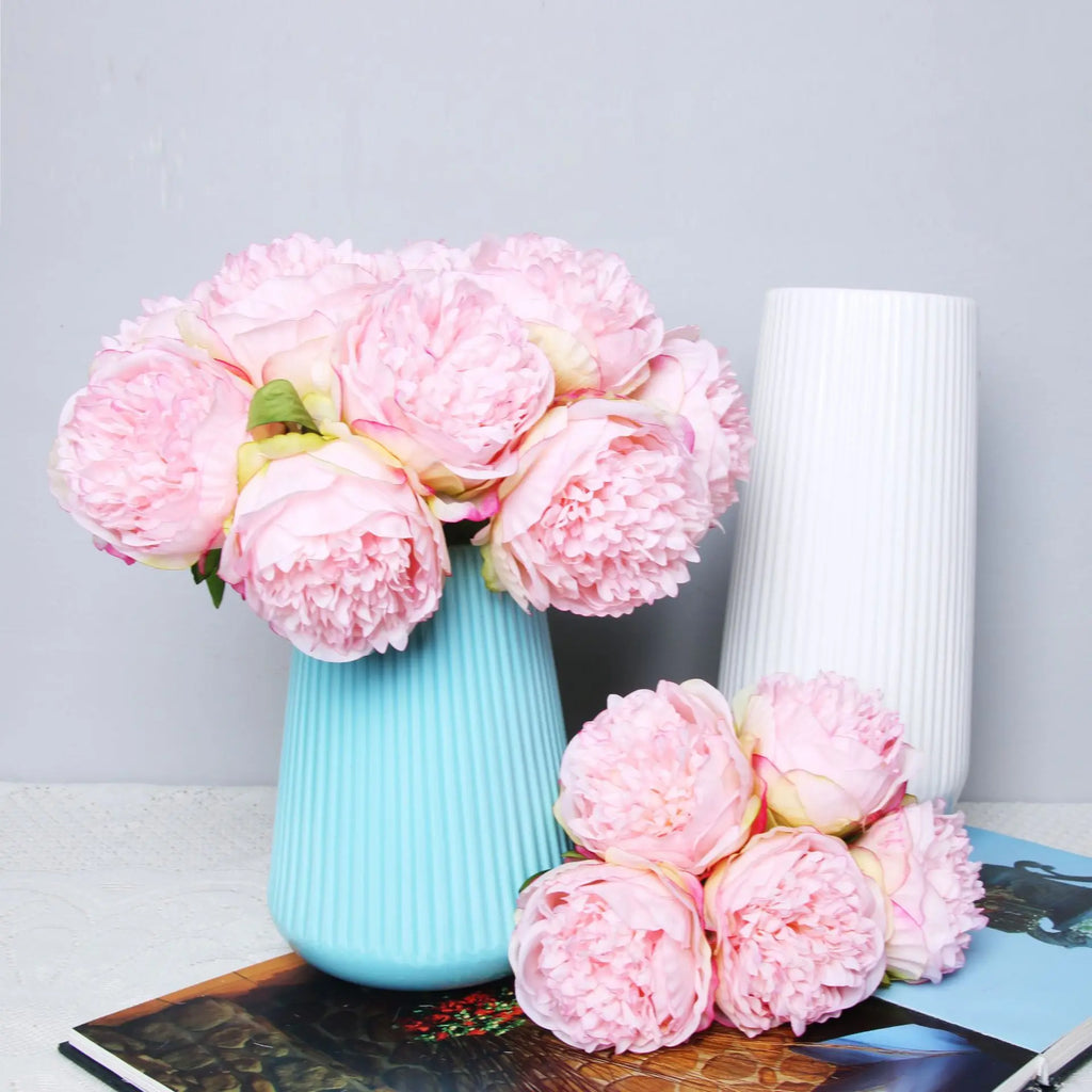 Bouquet of 5 artificial silk peonies for decoration - view 4