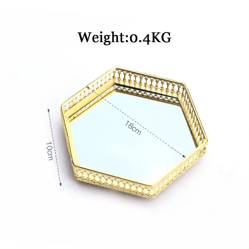 Luxury iron and mirror jewelry storage tray - Style 5
